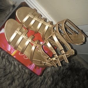 High top gold slippers